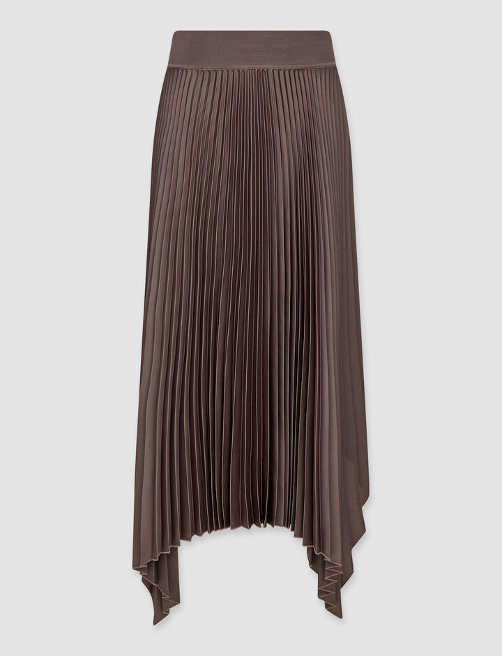 Joseph, Knit Weave Plisse Ade Skirt – Shorter Length   , in Truffle